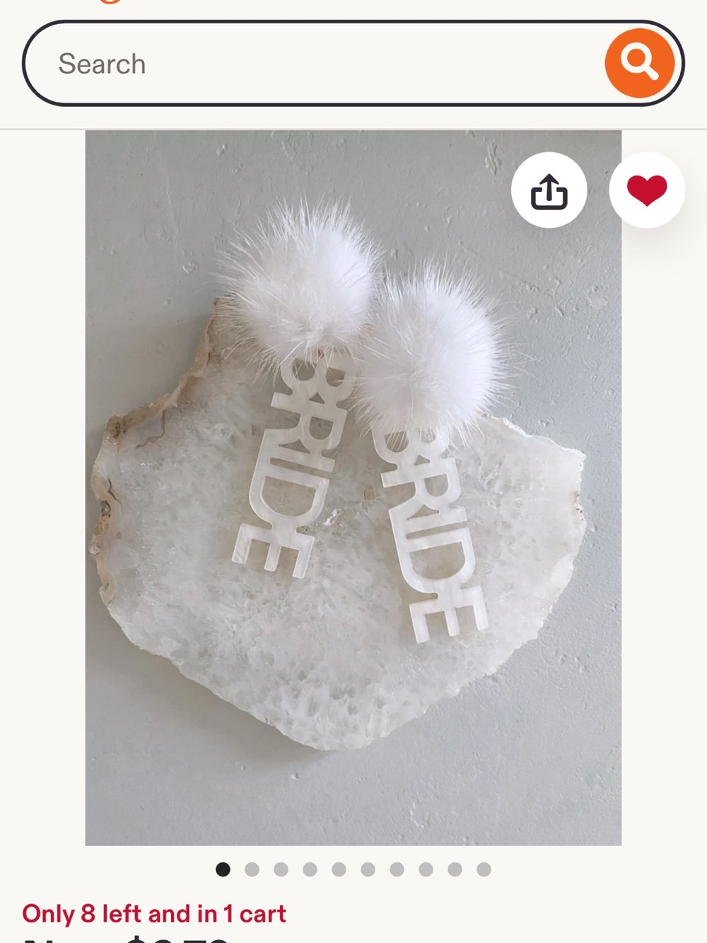 White 'BRIDE' Pom Earrings